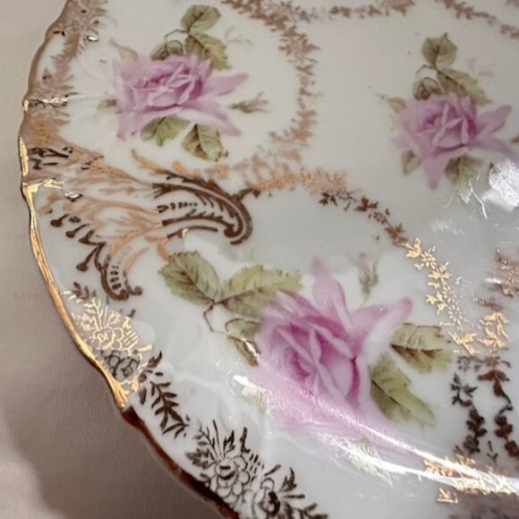 Antique Pink Rose Porcelain Trivet Plate - Picture 7 of 8